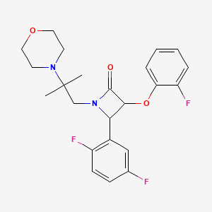molecular formula C23H25F3N2O3 B2928054 4-(2,5-Difluorophenyl)-3-(2-fluorophenoxy)-1-[2-methyl-2-(morpholin-4-yl)propyl]azetidin-2-one CAS No. 1223419-45-1