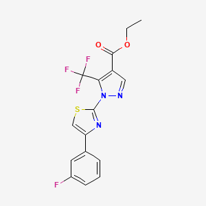molecular formula C16H11F4N3O2S B2928058 1-[4-(3-氟苯基)-1,3-噻唑-2-基]-5-(三氟甲基)-1H-吡唑-4-羧酸乙酯 CAS No. 385416-11-5