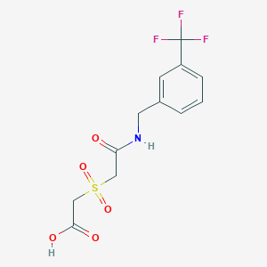 molecular formula C12H12F3NO5S B2928063 2-[(2-Oxo-2-{[3-(trifluoromethyl)benzyl]amino}ethyl)sulfonyl]acetic acid CAS No. 338953-89-2