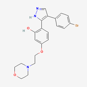 molecular formula C21H22BrN3O3 B2928106 2-(4-(4-bromophenyl)-1H-pyrazol-3-yl)-5-(2-morpholinoethoxy)phenol CAS No. 1010868-33-3