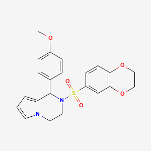 molecular formula C22H22N2O5S B2928111 2-((2,3-Dihydrobenzo[b][1,4]dioxin-6-yl)sulfonyl)-1-(4-methoxyphenyl)-1,2,3,4-tetrahydropyrrolo[1,2-a]pyrazine CAS No. 899949-29-2