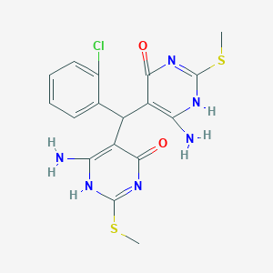 molecular formula C17H17ClN6O2S2 B292812 6-amino-5-[(6-amino-2-methylsulfanyl-4-oxo-1H-pyrimidin-5-yl)-(2-chlorophenyl)methyl]-2-methylsulfanyl-1H-pyrimidin-4-one 