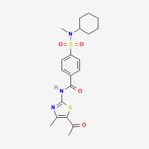 molecular formula C20H25N3O4S2 B2928121 N-(5-acetyl-4-methyl-1,3-thiazol-2-yl)-4-[cyclohexyl(methyl)sulfamoyl]benzamide CAS No. 683265-35-2