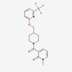 molecular formula C19H20F3N3O3 B2928128 1-Methyl-3-[4-({[6-(trifluoromethyl)pyridin-2-yl]oxy}methyl)piperidine-1-carbonyl]-1,2-dihydropyridin-2-one CAS No. 2199787-46-5