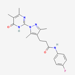 B2928134 3-(1-(4,5-dimethyl-6-oxo-1,6-dihydropyrimidin-2-yl)-3,5-dimethyl-1H-pyrazol-4-yl)-N-(4-fluorophenyl)propanamide CAS No. 1171388-55-8