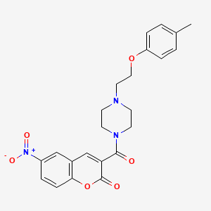 molecular formula C23H23N3O6 B2928137 6-硝基-3-(4-(2-(对甲苯氧基)乙基)哌嗪-1-羰基)-2H-色满-2-酮 CAS No. 904371-58-0