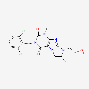 molecular formula C18H17Cl2N5O3 B2928139 3-(2,6-二氯苄基)-8-(2-羟乙基)-1,7-二甲基-1H-咪唑并[2,1-f]嘌呤-2,4(3H,8H)-二酮 CAS No. 919041-26-2
