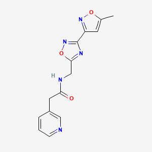 B2928143 N-((3-(5-methylisoxazol-3-yl)-1,2,4-oxadiazol-5-yl)methyl)-2-(pyridin-3-yl)acetamide CAS No. 1903607-30-6