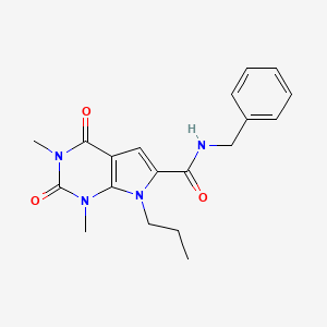 molecular formula C19H22N4O3 B2928148 N-苄基-1,3-二甲基-2,4-二氧代-7-丙基-2,3,4,7-四氢-1H-吡咯并[2,3-d]嘧啶-6-甲酰胺 CAS No. 1021092-51-2