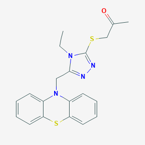 molecular formula C20H20N4OS2 B292815 1-{[4-ethyl-5-(10H-phenothiazin-10-ylmethyl)-4H-1,2,4-triazol-3-yl]sulfanyl}acetone 