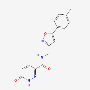 molecular formula C16H14N4O3 B2928150 6-oxo-N-((5-(p-tolyl)isoxazol-3-yl)methyl)-1,6-dihydropyridazine-3-carboxamide CAS No. 1211599-08-4