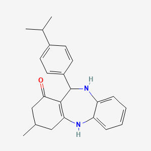 molecular formula C23H26N2O B2928151 9-甲基-6-(4-丙烷-2-基苯基)-5,6,8,9,10,11-六氢苯并[b][1,4]苯并二氮杂卓-7-酮 CAS No. 946386-65-8