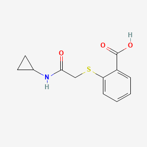 molecular formula C12H13NO3S B2928155 2-{[(环丙基氨基甲酰基)甲基]硫代}苯甲酸 CAS No. 926258-45-9