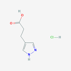 molecular formula C6H9ClN2O2 B2928157 3-(1H-吡唑-4-基)丙酸盐酸盐 CAS No. 1909312-08-8