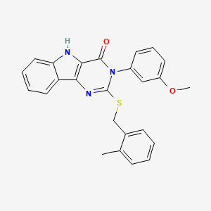 molecular formula C25H21N3O2S B2928161 3-(3-methoxyphenyl)-2-[(2-methylphenyl)methylsulfanyl]-5H-pyrimido[5,4-b]indol-4-one CAS No. 536706-90-8