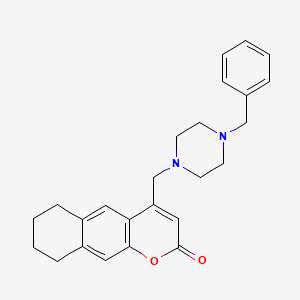 molecular formula C25H28N2O2 B2928162 4-[(4-benzylpiperazin-1-yl)methyl]-2H,6H,7H,8H,9H-cyclohexa[g]chromen-2-one CAS No. 850750-00-4