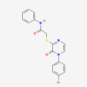 molecular formula C18H14BrN3O2S B2928164 2-((4-(4-bromophenyl)-3-oxo-3,4-dihydropyrazin-2-yl)thio)-N-phenylacetamide CAS No. 900007-52-5