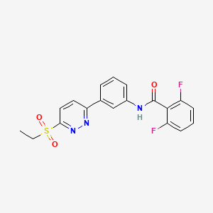 molecular formula C19H15F2N3O3S B2928181 N-(3-(6-(乙基磺酰基)吡啶-3-基)苯基)-2,6-二氟苯甲酰胺 CAS No. 897614-52-7
