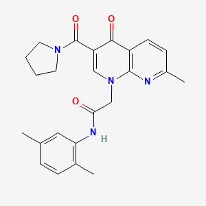 molecular formula C24H26N4O3 B2928185 N-(2,5-dimethylphenyl)-2-(7-methyl-4-oxo-3-(pyrrolidine-1-carbonyl)-1,8-naphthyridin-1(4H)-yl)acetamide CAS No. 1251544-47-4