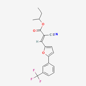molecular formula C19H16F3NO3 B2928187 (E)-sec-butyl 2-cyano-3-(5-(3-(trifluoromethyl)phenyl)furan-2-yl)acrylate CAS No. 301339-47-9