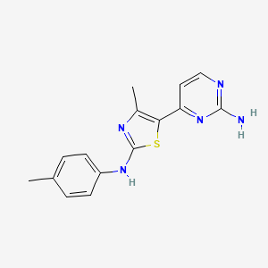 molecular formula C15H15N5S B2928188 N-[5-(2-amino-4-pyrimidinyl)-4-methyl-1,3-thiazol-2-yl]-N-(4-methylphenyl)amine CAS No. 1209969-02-7