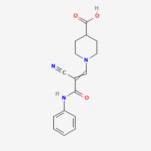 molecular formula C16H17N3O3 B2928190 1-[2-Cyano-2-(phenylcarbamoyl)eth-1-en-1-yl]piperidine-4-carboxylic acid CAS No. 881558-83-4