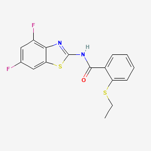 molecular formula C16H12F2N2OS2 B2928194 N-(4,6-二氟苯并[d]噻唑-2-基)-2-(乙硫基)苯甲酰胺 CAS No. 886917-65-3