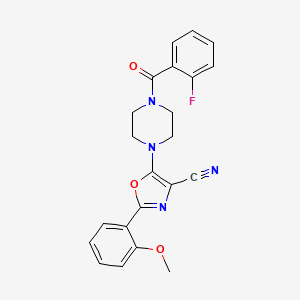 molecular formula C22H19FN4O3 B2928195 5-(4-(2-Fluorobenzoyl)piperazin-1-yl)-2-(2-methoxyphenyl)oxazole-4-carbonitrile CAS No. 903187-86-0