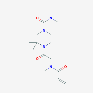 molecular formula C15H26N4O3 B2928202 N,N,3,3-Tetramethyl-4-[2-[methyl(prop-2-enoyl)amino]acetyl]piperazine-1-carboxamide CAS No. 2202322-02-7