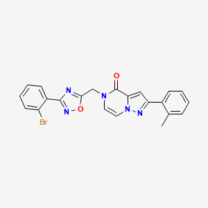 molecular formula C22H16BrN5O2 B2928205 5-((3-(2-溴苯基)-1,2,4-恶二唑-5-基)甲基)-2-(邻甲苯基)吡唑并[1,5-a]哒嗪-4(5H)-酮 CAS No. 1207032-84-5