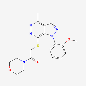 molecular formula C19H21N5O3S B2928208 2-((1-(2-甲氧基苯基)-4-甲基-1H-吡唑并[3,4-d]嘧啶-7-基)硫代)-1-吗啉基乙酮 CAS No. 1173058-85-9
