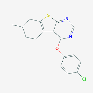 molecular formula C17H15ClN2OS B292821 4-Chlorophenyl 7-methyl-5,6,7,8-tetrahydro[1]benzothieno[2,3-d]pyrimidin-4-yl ether 