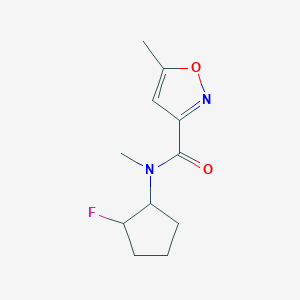 molecular formula C11H15FN2O2 B2928223 N-(2-fluorocyclopentyl)-N,5-dimethyl-1,2-oxazole-3-carboxamide CAS No. 2199869-42-4