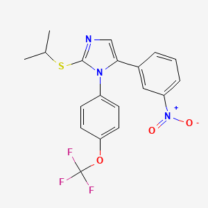 molecular formula C19H16F3N3O3S B2928231 2-(isopropylthio)-5-(3-nitrophenyl)-1-(4-(trifluoromethoxy)phenyl)-1H-imidazole CAS No. 1226447-41-1