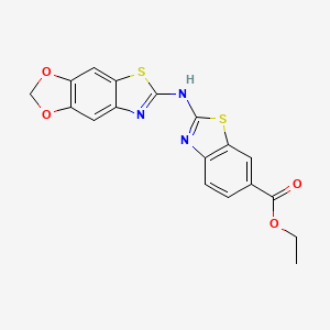 molecular formula C18H13N3O4S2 B2928253 2-([1,3]二氧杂[4,5-f][1,3]苯并噻唑-6-氨基)-1,3-苯并噻唑-6-羧酸乙酯 CAS No. 862976-85-0