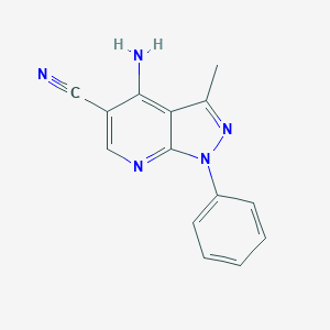 molecular formula C14H11N5 B292827 4-amino-3-methyl-1-phenyl-1H-pyrazolo[3,4-b]pyridine-5-carbonitrile 