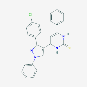 molecular formula C25H19ClN4S B292829 4-[3-(4-chlorophenyl)-1-phenyl-1H-pyrazol-4-yl]-6-phenyl-3,4-dihydro-2(1H)-pyrimidinethione 