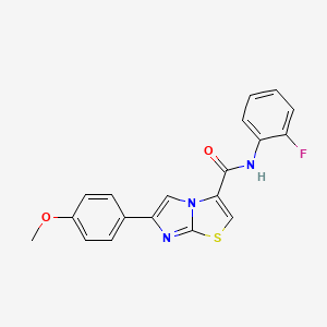 molecular formula C19H14FN3O2S B2928292 N-(2-氟苯基)-6-(4-甲氧基苯基)咪唑并[2,1-b]噻唑-3-甲酰胺 CAS No. 1021218-34-7