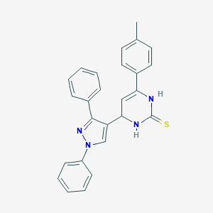 molecular formula C26H22N4S B292830 4-(1,3-diphenyl-1H-pyrazol-4-yl)-6-(4-methylphenyl)-3,4-dihydro-2(1H)-pyrimidinethione 