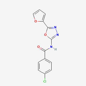 molecular formula C13H8ClN3O3 B2928322 4-chloro-N-(5-(furan-2-yl)-1,3,4-oxadiazol-2-yl)benzamide CAS No. 851095-63-1