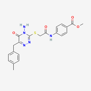 molecular formula C21H21N5O4S B2928326 4-[({[4-氨基-6-(4-甲基苄基)-5-氧代-4,5-二氢-1,2,4-三嗪-3-基]硫代}乙酰)氨基]苯甲酸甲酯 CAS No. 896167-48-9