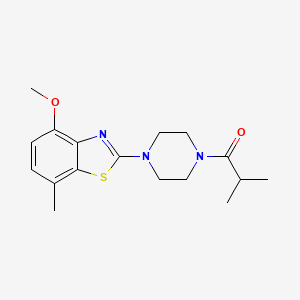 molecular formula C17H23N3O2S B2928332 1-(4-(4-甲氧基-7-甲基苯并[d]噻唑-2-基)哌嗪-1-基)-2-甲基丙-1-酮 CAS No. 897487-72-8