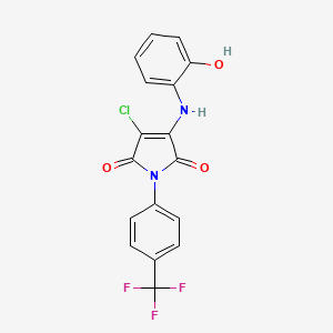 molecular formula C17H10ClF3N2O3 B2928333 3-Chloro-4-(2-hydroxyanilino)-1-[4-(trifluoromethyl)phenyl]pyrrole-2,5-dione CAS No. 2490404-08-3