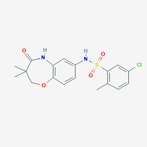 molecular formula C18H19ClN2O4S B2928334 5-chloro-N-(3,3-dimethyl-4-oxo-2,3,4,5-tetrahydrobenzo[b][1,4]oxazepin-7-yl)-2-methylbenzenesulfonamide CAS No. 921916-21-4