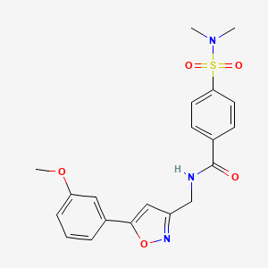 molecular formula C20H21N3O5S B2928339 4-(N,N-dimethylsulfamoyl)-N-((5-(3-methoxyphenyl)isoxazol-3-yl)methyl)benzamide CAS No. 953208-56-5