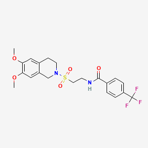molecular formula C21H23F3N2O5S B2928346 N-(2-((6,7-二甲氧基-3,4-二氢异喹啉-2(1H)-基)磺酰基)乙基)-4-(三氟甲基)苯甲酰胺 CAS No. 922120-60-3