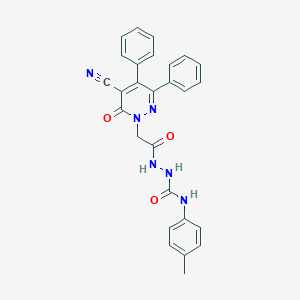 molecular formula C27H22N6O3 B292835 2-[(5-cyano-6-oxo-3,4-diphenyl-1(6H)-pyridazinyl)acetyl]-N-(4-methylphenyl)hydrazinecarboxamide 