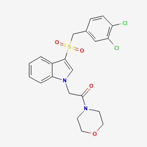 molecular formula C21H20Cl2N2O4S B2928353 2-(3-((3,4-dichlorobenzyl)sulfonyl)-1H-indol-1-yl)-1-morpholinoethanone CAS No. 894013-97-9