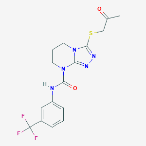molecular formula C16H16F3N5O2S B292836 3-[(2-oxopropyl)sulfanyl]-N-[3-(trifluoromethyl)phenyl]-6,7-dihydro[1,2,4]triazolo[4,3-a]pyrimidine-8(5H)-carboxamide 