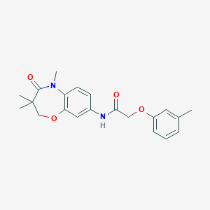molecular formula C21H24N2O4 B2928360 2-(m-甲氧基苯氧基)-N-(3,3,5-三甲基-4-氧代-2,3,4,5-四氢苯并[b][1,4]恶二杂环辛基)乙酰胺 CAS No. 921792-96-3